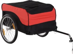 HOMCOM Transportanhänger Lastenanhänger Fahrrad Anhänge Lasten-Fahrradanhänger CargoTrailer (Rot-Schwarz) -Globbervi Verkaufe d6b14ec83cb623a10e42feceba9e6f2e