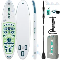 FunWater SUP Board Stand Up Paddle Board Surfboard Grün Aufblasbar Paddel Surfbrett Paddling