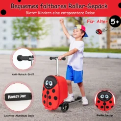 COSTWAY 2 In 1 Kinderkoffer 26L Und Scooter Mit LED Räder, Kindertrolley Mit Bremse, Für Kinder Ab 5 Jahre Alt (Rot) -Globbervi Verkaufe d794752d36deb323e0d577552206945e