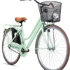 Bergsteiger AmsterdamDamenfahrrad 28 Zoll , Mit Korb, Fahrrad-Licht, Rücktrittbremse, Rahmenhöhe 48 Cm, Hollandrad Im Retro-Design, Farbe Hellgrün