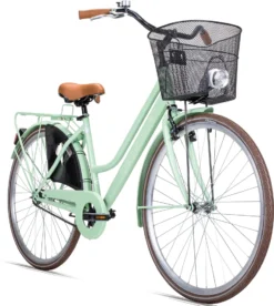 Bergsteiger Amsterdam 26 Zoll Damenfahrrad, Ab 140 Cm, Korb, Fahrrad-Licht, Mädchen-Fahrrad Mit Rücktrittbremse, Hollandrad Im Retro-Design