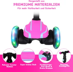 Yoleo Kinder Roller Ab 3 Jahre, Kinderscooter Mit LED Leuchtenden Räder, Dreiradscooter 4 Höhenverstellbare Für Jungen & Mädchen Im Alter Von 3-12 Jahren, Rosa -Globbervi Verkaufe d9914fe7ca1c91040fb27bfd235fa73c