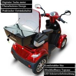 ECO ENGEL 510 Rot, 25 Km/h E-Scooter Senioren Roller Seniorenmobil Elektromobil 4 Räder -Globbervi Verkaufe db012926fc9ebdbeec45529ae17b9643