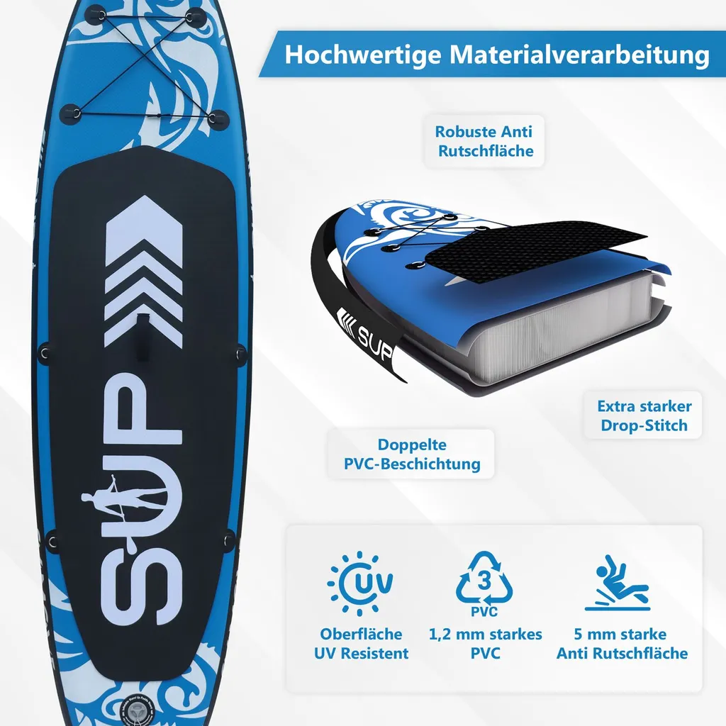 24MOVE® Standup Paddle SUP Board Set BLAU 366, Inkl. Umfangreichem Zubehör, Paddel Und Doppelhubpumpe 5 24MOVE® Standup Paddle SUP Board Set BLAU 366, Inkl. Umfangreichem Zubehör, Paddel Und Doppelhubpumpe – Bild 5