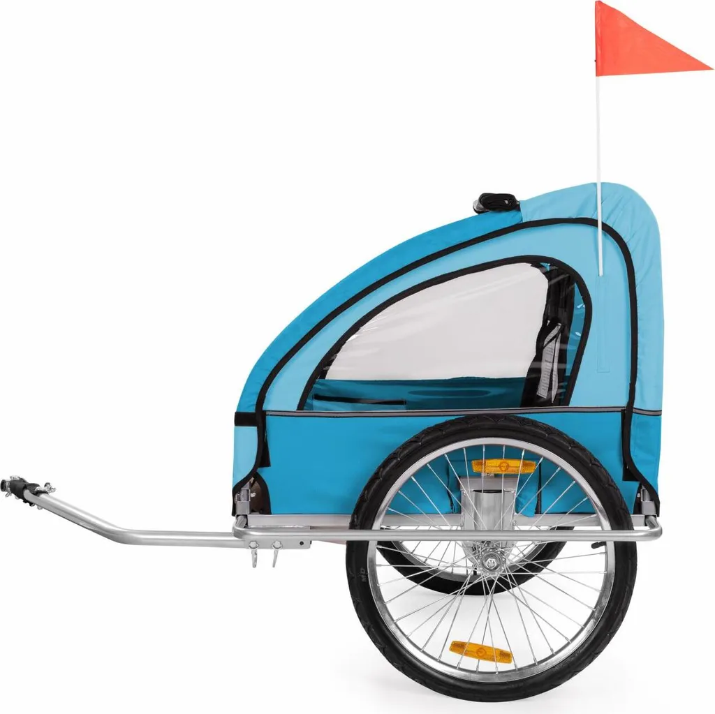 FROGGY Kinder Fahrradanhänger Mit Federung + 5-Punkt Sicherheitsgurt Radschutz Anhänger Für 1 Bis 2 Kinder Design Sky 3 FROGGY Kinder Fahrradanhänger Mit Federung + 5-Punkt Sicherheitsgurt Radschutz Anhänger Für 1 Bis 2 Kinder Design Sky – Bild 3