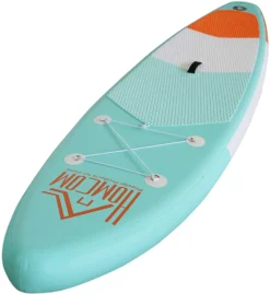 HOMCOM Aufblasbares Surfbrett, Surfboard Mit Paddel, Stand Up Board, Rutschfest, Inkl. Ausrüstung, PVC, EVA, Grün, 305 X 76 X 15 Cm