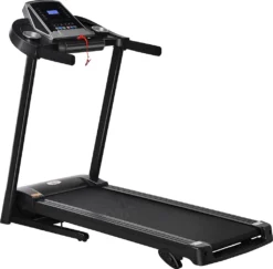 HOMCOM Laufband Klappbar Elektrisch 500W 1-12,8 Km/h Mit LED-Display Getränkehalter Und Handyhalterung Für Home Gym Indoor Fitness Stahl ABS Schwarz+Grau 142 X 66 X 127 Cm