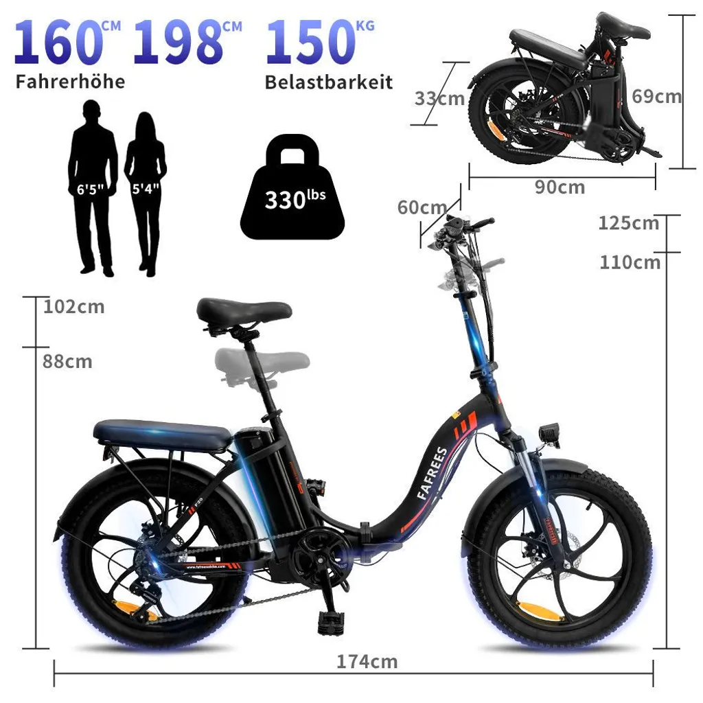 Fafrees F20 20-Zoll-Fettreifen-Elektro-Moutian-Fahrrad, Faltbares Elektrofahrrad,Schnee-E-Bike, 36 V/15 Ah, Lithiumbatterie, 250 W, Laufleistung 90–120 Km-rot 9 Fafrees F20 20-Zoll-Fettreifen-Elektro-Moutian-Fahrrad, Faltbares Elektrofahrrad,Schnee-E-Bike, 36 V/15 Ah, Lithiumbatterie, 250 W, Laufleistung 90–120 Km-rot – Bild 9