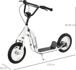 HOMCOM Kinderroller Ab 5 Jahre Scooter Kinderscooter Tretroller Cityroller Kinder Roller Kickboard Mit Luftreifen 12 Zoll Gummi Aluminium Weiß 120 X 58 X 85-95 Cm -Globbervi Verkaufe de7c56395370731153d13ad30af55a01