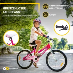Actionbikes Kinderfahrrad Butterfly 20 Zoll - Kinder Fahrrad - V-Brake Bremsen - Kettenschutz - Fahrradständer - Kinderrad - Jugend Fahrrad - Rad - Bike - Mädchen - Pink/Weiß - 6-9 Jahre -Globbervi Verkaufe deb0dd63fcedf9f4e8ee60568fa9f002 1