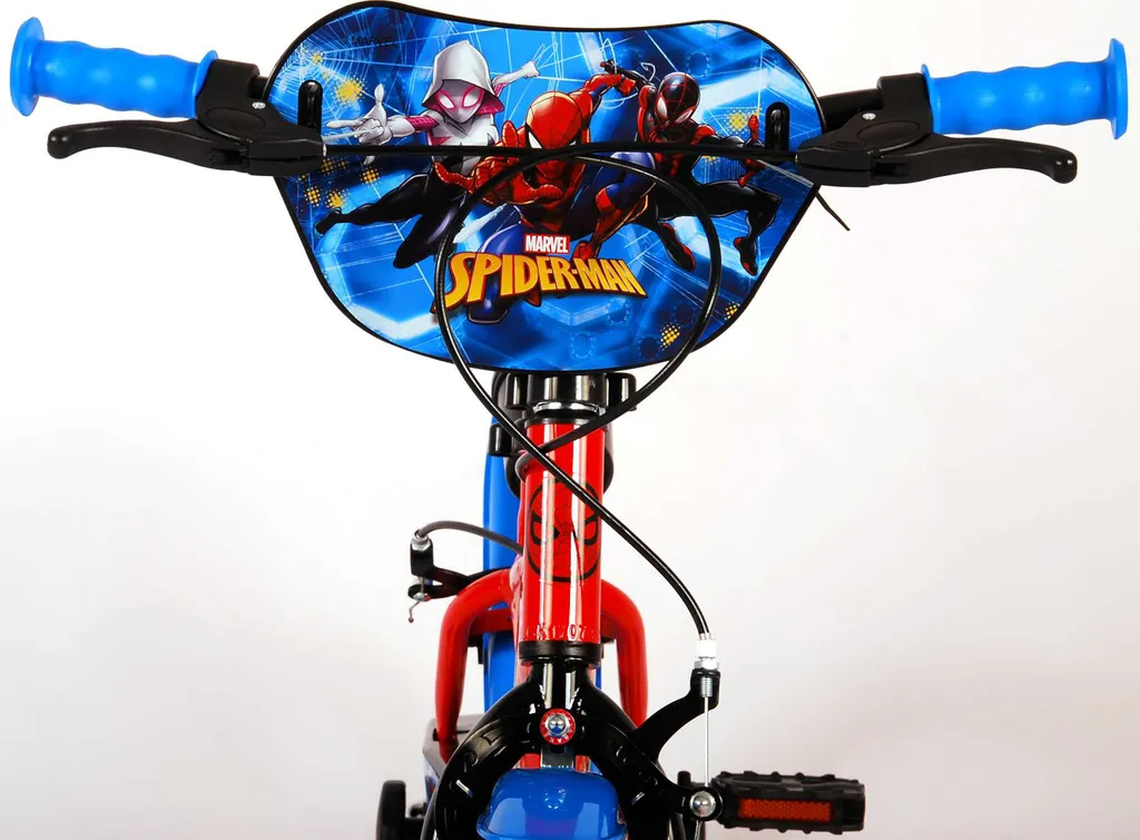 Kinderfahrrad Marvel Spider-Man 14 Zoll Rot/Blau Mit 2 Felgenbremsen, Stützrädern, Trinkflasche 7 Kinderfahrrad Marvel Spider-Man 14 Zoll Rot/Blau Mit 2 Felgenbremsen, Stützrädern, Trinkflasche – Bild 7