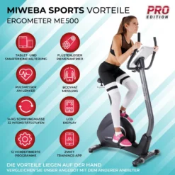 Miweba Sports Profi Ergometer ME500, 14 Kg Schwungrad, App Kompatibel, Tablethalterung, Bluetooth, LCD Display, Pulsmesser Inkl. Pulsgurt, Trimmrad Bis 150 Kg, Fitnessbike, Heimtrainer, Fahrrad -Globbervi Verkaufe e0c10ef58fdf9c5a9058d3a15e9a5dc0