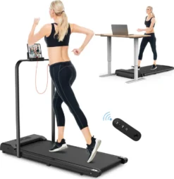 BIGZZIA Laufband Klappbar | 750 Watt Leiser Elektromotor | 2-in-1 Treadmill Elektrisches | Geh- Und Lauftraining | LCD Display | Bis 10 Km/h | Bis 120 Kg | Für Büro & Zu Hause - Schwarz