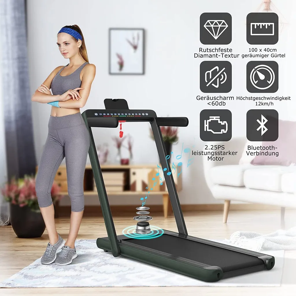 COSTWAY 2 In 1 Walking Pad & Laufband, App-kontrolliert, Bluetooth, LED Display, 1-12 Km/h, Bis 120kg Belastbar, Inkl. Handyhalterung, Klappbar (Grün) 5 COSTWAY 2 In 1 Walking Pad & Laufband, App-kontrolliert, Bluetooth, LED Display, 1-12 Km/h, Bis 120kg Belastbar, Inkl. Handyhalterung, Klappbar (Grün) – Bild 5