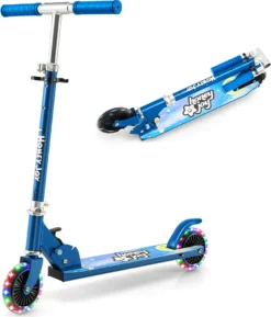 COSTWAY Scooter Kinder Roller, Tretroller Mit LED-Räder, Klappbar Lenker, Höhenverstellbar Kinderroller Cityroller Kickscooter Für Jungen Und Mädchen Ab 3 Jahren