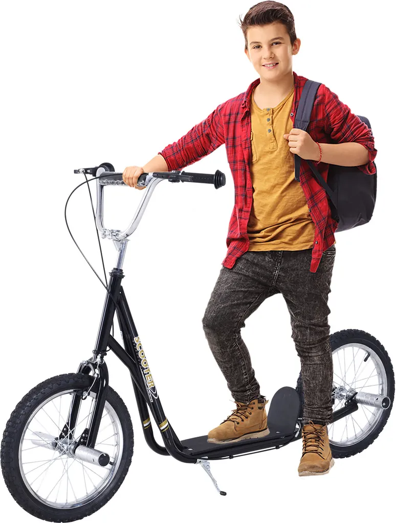 HOMCOM Kinderroller Mit Luftreifen Kickscooter Scooter Tretroller Cityroller Für Kinder Kickboard 16 Zoll Ab 5 Jahre Höhenverstellbar Schwarz 143 X 58 X 92-100 Cm 1 HOMCOM Kinderroller Mit Luftreifen Kickscooter Scooter Tretroller Cityroller Für Kinder Kickboard 16 Zoll Ab 5 Jahre Höhenverstellbar Schwarz 143 X 58 X 92-100 Cm