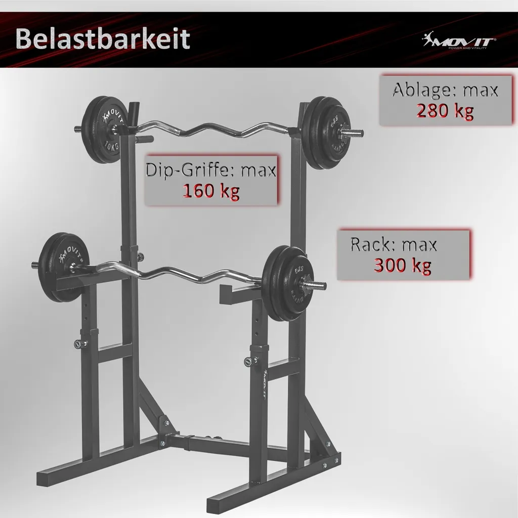 MOVIT Squat Rack PRO Langhantel-Ablage Homegym Hantel-Ständer Heimtrainingsgerät 6 MOVIT Squat Rack PRO Langhantel-Ablage Homegym Hantel-Ständer Heimtrainingsgerät – Bild 6