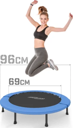 Physionics® Fitness Trampolin - Durchmesser Ø 96 Cm, Indoor Und Outdoor, Max: 100 KG, Mit Randabdeckung - Kindertrampolin, Gartentrampolin, Mini Trampolin, Klappbar