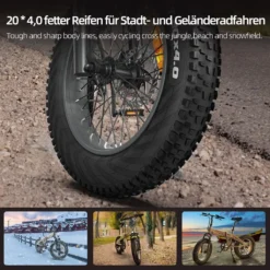 EU- HIMO ZB20 MAX 20'' 4.0 Fatbike E Bike, Mountainbike E Bike , 48V/10Ah Lithium-Ionen-Akkus, Doppelscheibenbremsen, Faltbares Strand-/Schnee-/All Terrain-Elektrofahrrad -Globbervi Verkaufe e736eeda9976b4f38eb355a4d070be95