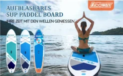 ACOWAY Aufblasbares Stand Up Paddle Board, 320 X 81.5/84 X 15 Cm/Mit 180kg, Rutschfestes SUP Board Set Stand Up Paddling Board, Surfboard Stabiles Komplettes Zubehör Paddel,Hochdruck-Pumpe, Rucksack, Blau -Globbervi Verkaufe e7b48ec8f836021b9feeaed87aef0f88