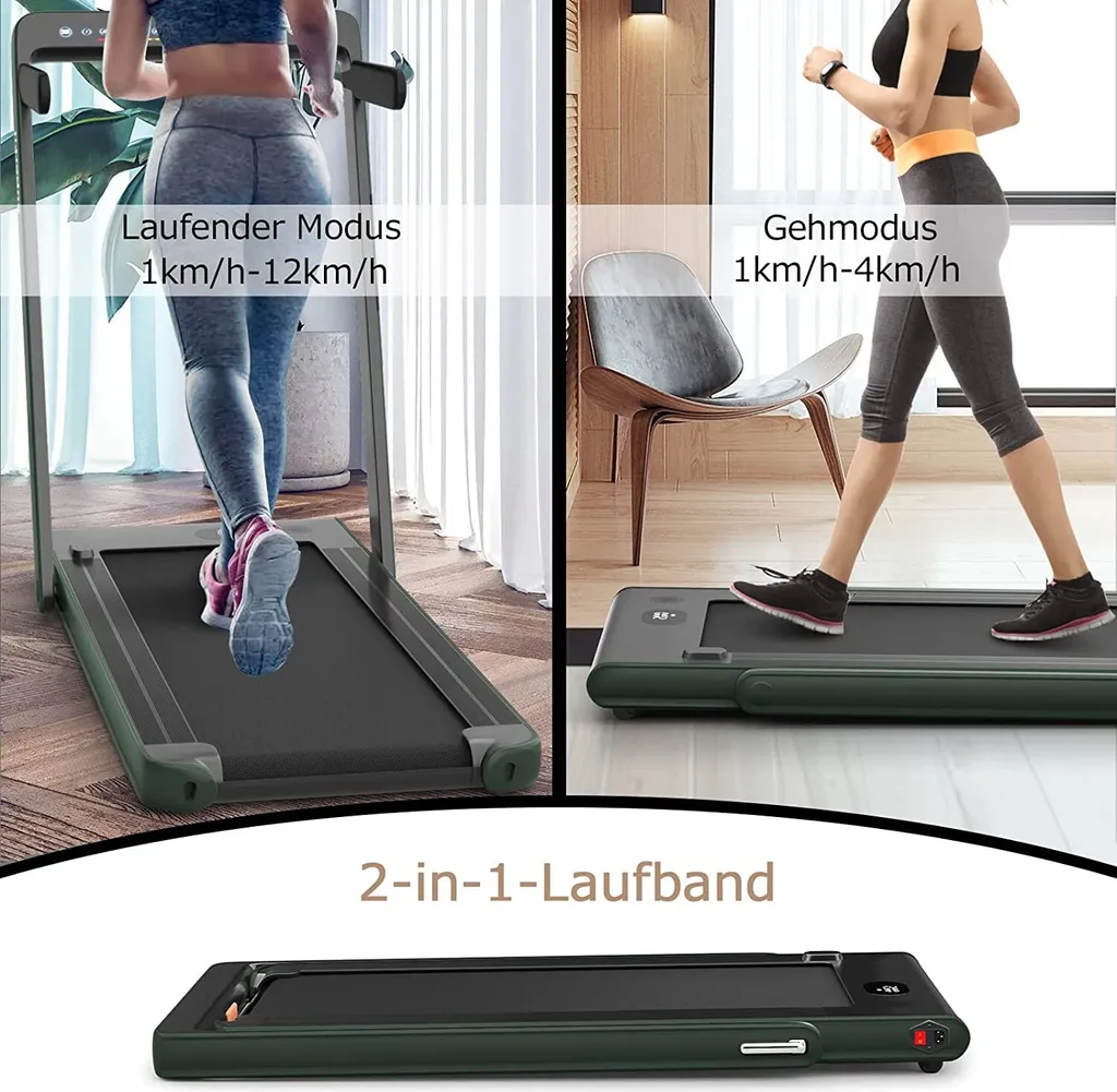 COSTWAY 2 In 1 Walking Pad & Laufband, App-kontrolliert, Bluetooth, LED Display, 1-12 Km/h, Bis 120kg Belastbar, Inkl. Handyhalterung, Klappbar (Grün) 3 COSTWAY 2 In 1 Walking Pad & Laufband, App-kontrolliert, Bluetooth, LED Display, 1-12 Km/h, Bis 120kg Belastbar, Inkl. Handyhalterung, Klappbar (Grün) – Bild 3