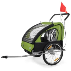 SAMAX Fahrradanhänger 2in1 Jogger - In Grün/Schwarz - Silver Frame