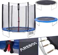 AREBOS Outdoor Trampolin Ø 244 Cm, Komplettset, Gartentrampolin