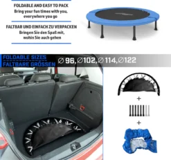 Physionics® Fitness Trampolin - Durchmesser Ø 96 Cm, Indoor Und Outdoor, Max: 100 KG, Mit Randabdeckung - Kindertrampolin, Gartentrampolin, Mini Trampolin, Klappbar -Globbervi Verkaufe ecf303cd7aabe5769ba54a47e2c025ea