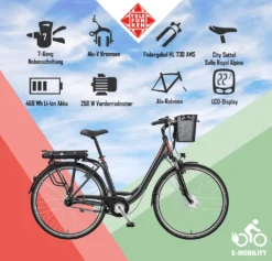 Telefunken E-Bike City 28 Zoll, Frontmotor, 7-Gang Shimano Nabenschaltung, Rücktritt, Fahrradkorb, Elektrofahrrad / Pedelec 468Wh, Multitalent RC657 -Globbervi Verkaufe ed125e2a3d9c7d616025e26b95f93ecb