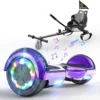 6.5" Hoverboard Lila Mit LED Light Und Bluetooth Mit Hoverkart Schwarz Für Erwachsene Und Kinder, Elektroscooter Smart Scooter Selbstausgleichender Elektroroller Mit Gokart