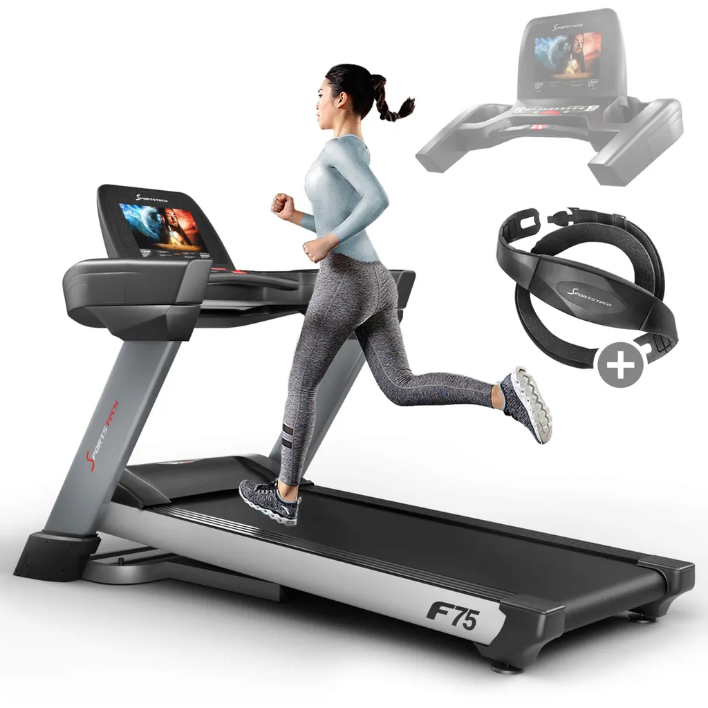 Sportstech F75 High-End Laufband Mit Großer Lauffläche 1580x600mm, Android 15,6“ Display, WiFi, USB, 18% Steigung Mit Dämpfungssystem Bis 200Kg – Robust Und Klappbar, Inlk. Pulsgurt 1 Sportstech F75 High-End Laufband Mit Großer Lauffläche 1580x600mm, Android 15,6“ Display, WiFi, USB, 18% Steigung Mit Dämpfungssystem Bis 200Kg – Robust Und Klappbar, Inlk. Pulsgurt