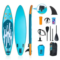 Puluomis Stand Up Paddle Boards Aufblasbar SUP 320cm Surfbrett Paddling Paddelboard Set Mit Video Halter Und Fußband, , MB. Bis 150Kg 320x76x16cm, Blau