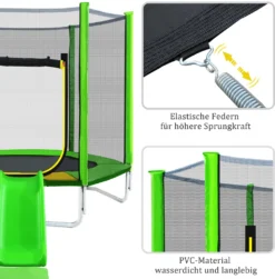 Merax Trampolin Outdoor Gartentrampolin Ø 213 Cm Kindertrampolin Inkl. Leiter, Rutsche, Sicherheitsnetz Und Sprungtuch, Randabdeckung & Zubehör, Grün -Globbervi Verkaufe f1282eea6ecc56b3decc63cdbd04f974