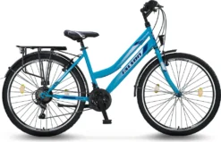 26 Zoll Fahrrad 21-Gang Shimano Schaltung Mit Beleuchtung Nach STVO Türkis Doppelrahmen