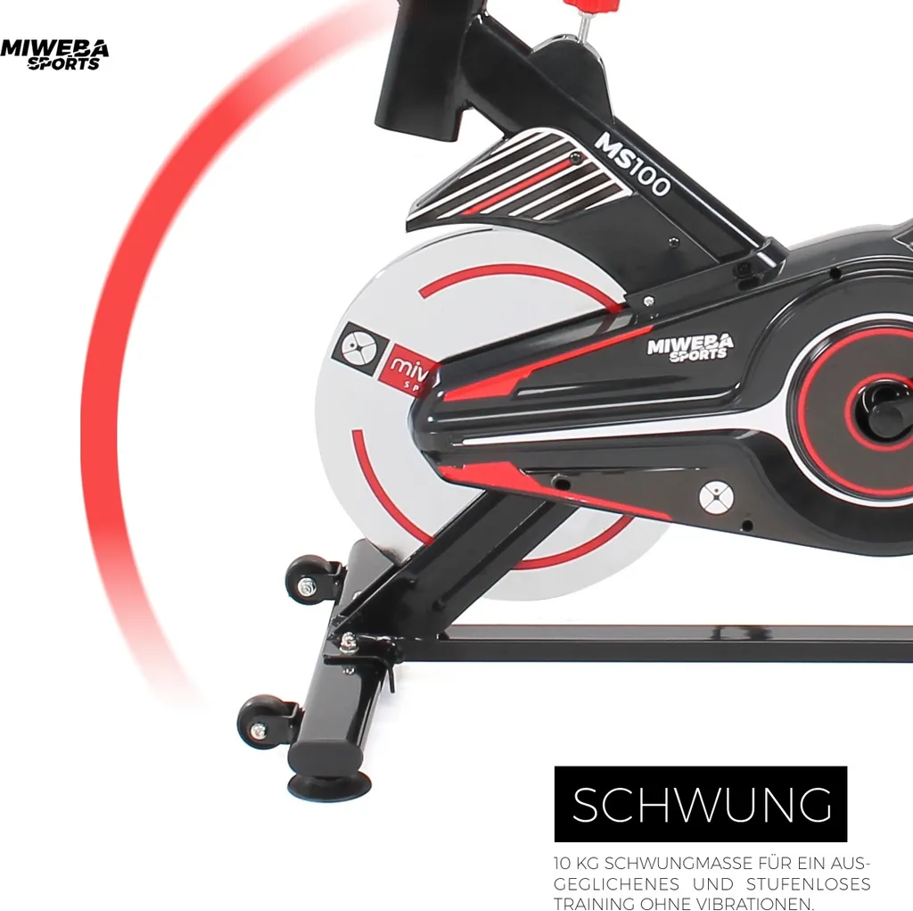 Miweba Sports Profi Speedbike MS100, 10 Kg Schwungmasse, Handyhalterung, Pulsmessung, LCD Display, Indoor Cycle, Bike, Heimtrainer, Fahrrad, Fitnessbike, Trimmrad, Fitnessfahrad, Cardio 3 Miweba Sports Profi Speedbike MS100, 10 Kg Schwungmasse, Handyhalterung, Pulsmessung, LCD Display, Indoor Cycle, Bike, Heimtrainer, Fahrrad, Fitnessbike, Trimmrad, Fitnessfahrad, Cardio – Bild 3