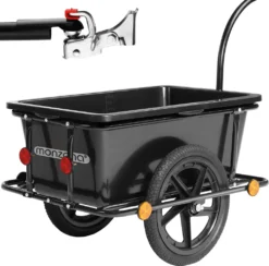 Monzana Fahrradanhänger Mit 90L Kunststoffwanne Inkl. Kupplung - Lastenanhänger Transportanhänger Anhänger Handwagen