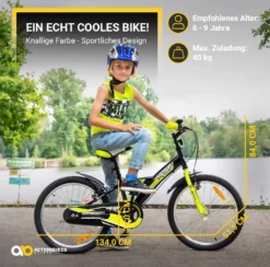 Actionbikes Kinderfahrrad Wasp 20 Zoll - Kinder Fahrrad - Schwarz/Grün - Mit Fahrradständer - Kinderrad - 6 - 9 Jahre - V-Brake-Bremse - Fahrradständer - Schutzblech -Globbervi Verkaufe f1ce66f2d0066d70601d97cbc4a97313