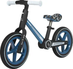 Skiddoü Laufrad Ronny 12 Zoll Räder Aluminium-Rahme Höhenverstellbar Lenkradschloss Balance Bike Einheitsgröße Retro Design Blau