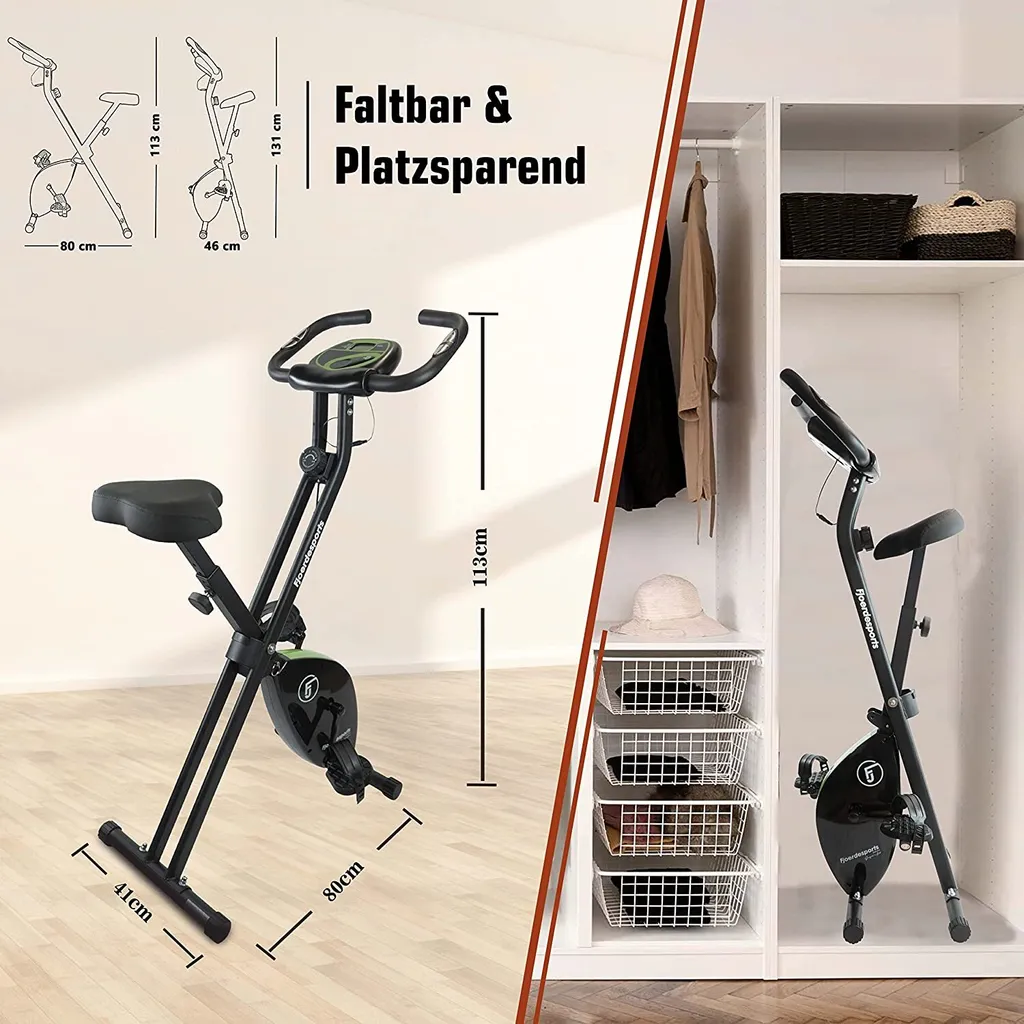 Fjoerdesports Heimtrainer Klappbar Fitnessfahrrad Ergometer Bike Handpulssensor Trimmrad Faltbar Training Für Zu Hause Mit Trainingscomputer Und Handpulssensor Grün/schwarz 5 Fjoerdesports Heimtrainer Klappbar Fitnessfahrrad Ergometer Bike Handpulssensor Trimmrad Faltbar Training Für Zu Hause Mit Trainingscomputer Und Handpulssensor Grün/schwarz – Bild 5