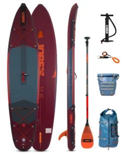 Jobe Adventure Duna 11.6 Aufblasbares SUP Board Paket Wassersport Burgundy Blue