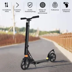 COSTWAY Scooter Roller Klappbar Tretroller 3 Höhen Verstellbar Cityroller 100kg Belastbar Kickscooter Kickroller Schwarz -Globbervi Verkaufe f46f4e4e6e7872dbeabff2aa15b0343c