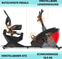 Hop-Sport Liegeergometer HS-070L Mit Unterlegmatte - Liegeheimtrainer Mit App-Steuerung, 12 Trainingsprogramme, 32 Widerstandsstufen – Sitzergometer Max. Nutzergewicht 150 Kg Rot -Globbervi Verkaufe f4b0c6ced734c528ba1069c8e5b83229