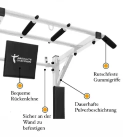 Klimmzugstange Mit Dip Station 3 In 1 - PROFI / Weiß - Multifunktional, Wandmontage - STM -Globbervi Verkaufe f4e3e615a0199fa50ccadf3f7a2757bb