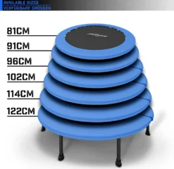 Physionics® Fitness Trampolin - Durchmesser Ø 96 Cm, Indoor Und Outdoor, Max: 100 KG, Mit Randabdeckung - Kindertrampolin, Gartentrampolin, Mini Trampolin, Klappbar -Globbervi Verkaufe f63b0473ddbff69a918703ad171022c0