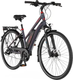 FISCHER E-Bike Pedelec Trekking VIATOR 1.0 Damen, Rahmenhöhe 44 Cm, 28 Zoll, Akku 422 Wh, Hinterradmotor, Kettenschaltung, LED Display, Anthrazit