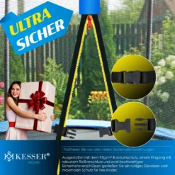 KESSER® Trampolin Gartentrampolin | Rheinland GS | Kindertrampolin Bis 150 Kg | Komplettset Mit Sicherheitsnetz Regenabdeckung, Leiter, Randabdeckung & Zubehör, Farbe:Blau / Schwarz, Größe:244 Cm -Globbervi Verkaufe f7a03ca3deb51c8df19a7b7603dbdb50