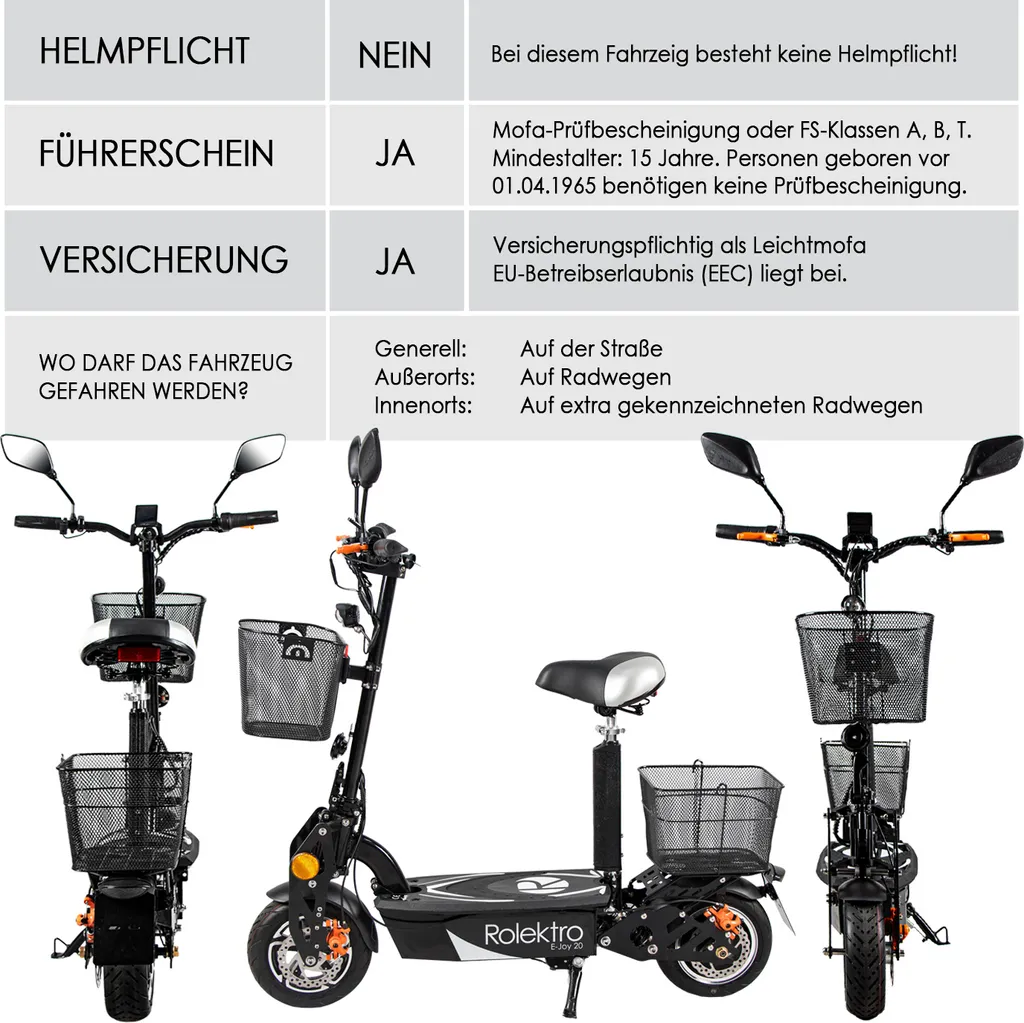 Rolektro, E-Joy 20, Schwarz, Faltbarer E-Scooter Mit Straßenzulassung 10 Rolektro, E-Joy 20, Schwarz, Faltbarer E-Scooter Mit Straßenzulassung – Bild 10