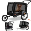 KESSER® Hundeanhänger Boxer 3-in-1 Hundebuggy & Jogger Fahrradanhänger Groß Ca. 240 Liter Volumen, Gefedert, Material: 600D Oxford Canvas, SmartSpace Concept, Maximale Belastbarkeit: 40 Kg, Farbe:Schwarz