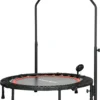 SPORTNOW 102 Cm Fitness-Trampolin, Faltbares Mini-Trampolin Mit 4-Fach Höhenverstellbarer Haltegriff, LCD-Monitor, Fitness-Rebounder Für Erwachsene, Kinder, Bis 100 Kg