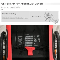 HOMCOM 2 In 1 Kinderfahrradanhänger Kinderanhänger Mit Federung Klappbarer Fahrradanhänger 360° Drehbar Buggy Mit Mesh-Tür Fahne Aufbewahrungstasche Metall Oxford Rot+Schwarz 160 X 83 X 96 Cm -Globbervi Verkaufe fe6f8320648b5687805d2d2753f3ca29